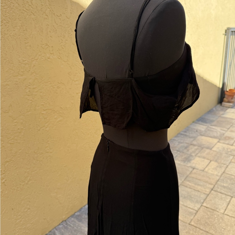 REFORMATION Black Gauzy Two-Piece Crop Top + Skirt Set Sz 2 $298 - Picture 8 of 12